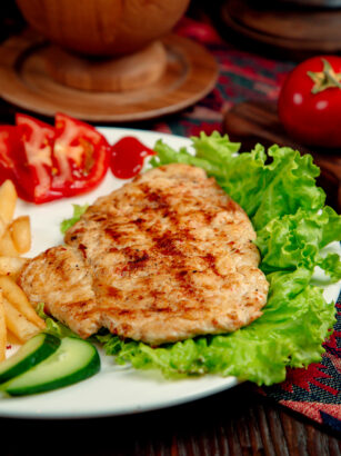 fried-chicken-chop-on-a-lettuce-leaf